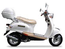 Load image into Gallery viewer, BULLET Vintage Style Scooter (PMZ50-5) 49.5cc air cooled engine, automatic transmission, 10" wheels, drum brakes. Trunk included.