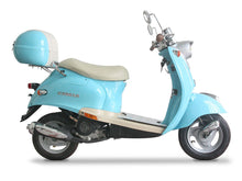 Load image into Gallery viewer, BULLET Vintage Style Scooter (PMZ50-5) 49.5cc air cooled engine, automatic transmission, 10&quot; wheels, drum brakes. Trunk included.
