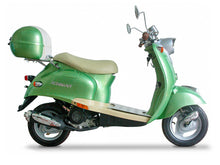 Load image into Gallery viewer, BULLET Vintage Style Scooter (PMZ50-5) 49.5cc air cooled engine, automatic transmission, 10&quot; wheels, drum brakes. Trunk included.
